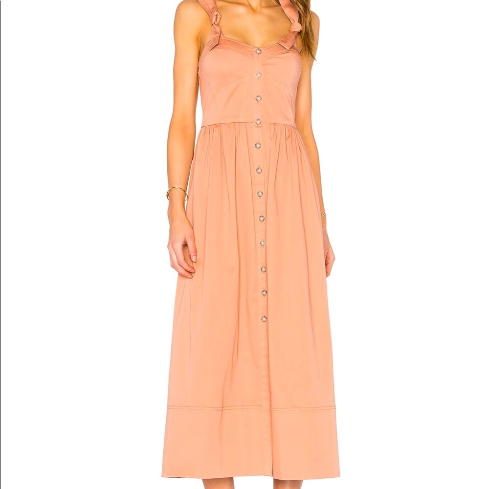 Rebecca Taylor Midi Cotton Dress in Nude Glow